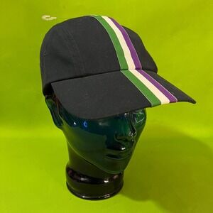 Wimbledon Tennis Cap Black Purple Green White Stripe AELTC Adjustable